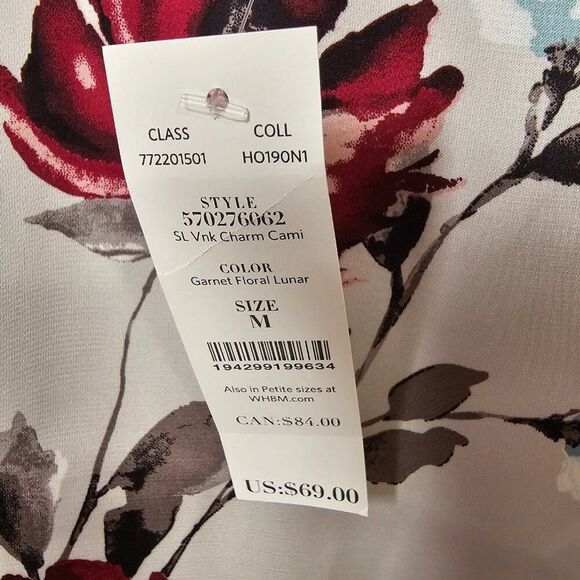 NWT WHITE HOUSE BLACK MARKET V NECK FLORAL TANK TOP SIZE MEDIUM - Picture 11 of 13